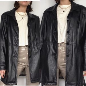 Vintage 90s Wilson's Leather Coat Black